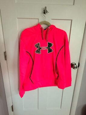 Under Armour Neon Pink Real Tree Camo Logo Hoodie